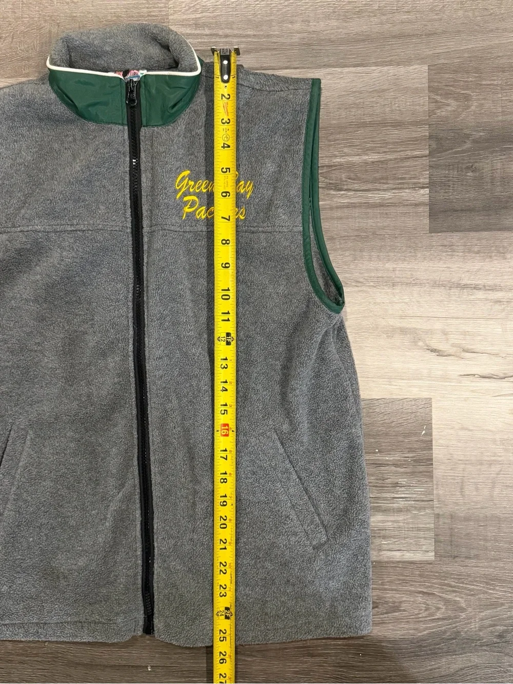 NFL Kids Touchdown Club Green Bay Packers Gray Full Zip Fleece Vest VTG Size L